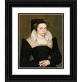 thumbnail image 1 of François Quesnel 15x18 Black Ornate Wood Framed Double Matted Museum Art Print Titled - Portrait of Woman with Black Dress, 1 of 5