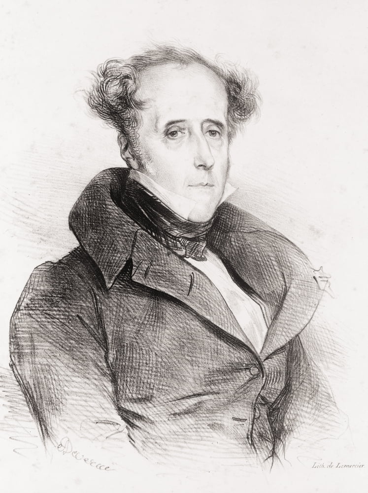 Fran???ois-Ren Vicomte De Chateaubriand 1768 To 1848 French Writer Politician Diplomat Lithograph By Lemercier After Drawing By Achille Deveria Canvas Art - Ken Welsh Design Pics (12 x 17)
