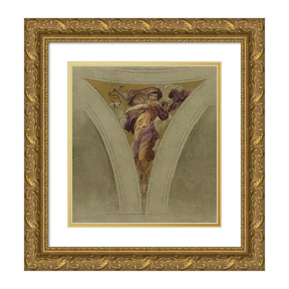 François Schommer 15x16 Gold Ornate Wood Frame and Double Matted Museum Art Print Titled - The Satirical Song (1888-1899)
