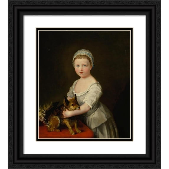François-Xavier Vispré 12x14 Black Ornate Wood Framed Double Matted Museum Art Print Titled: Portrait of Maria, Later Marchioness of Hereford, when a Child
