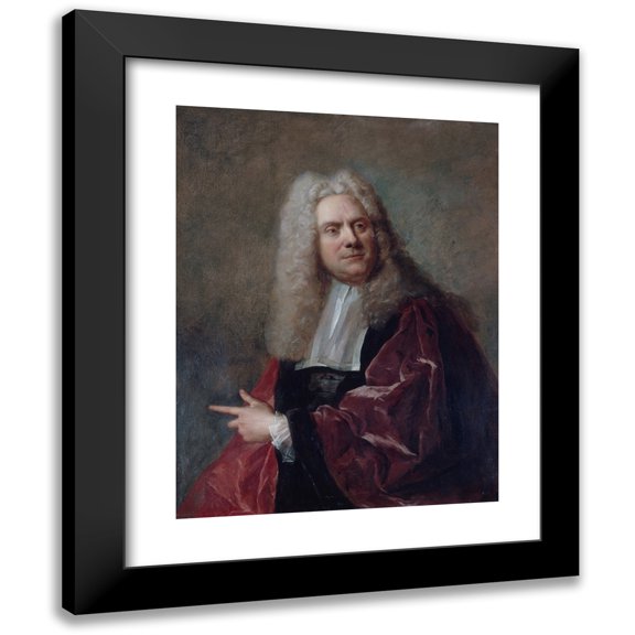 François de Troy 12x14 Black Modern Framed Museum Art Print Titled - Portrait of an Alderman (1726)
