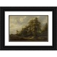 thumbnail image 1 of François van Knibbergen 24x17 Black Ornate Framed Double Matted Museum Art Print Titled: Road in the Woods with Staffage Figures, 1 of 5