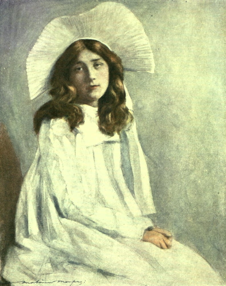France 1918 A French girl Canvas Art - Mortimer Menpes (24 x 36)