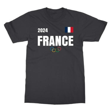 France 2024 National Team Flag Paris Summer Games Unisex T-Shirt (Black, Small)