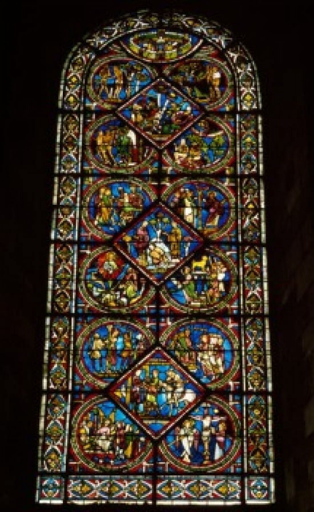 France Burgundy Sens Sens Cathedral Parable of the Good Samaritan stained glass Canvas Art - (24 x 36)