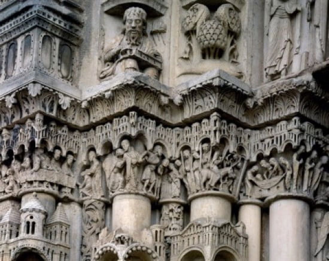 France Centre Chartres Chartres Cathedral West Facade Betrayal of Judas Canvas Art - (18 x 24)