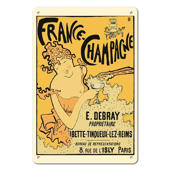 France-Champagne - Vintage French Advertising Poster by Pierre Bonnard c.1891 - 8 x 12 inch Vintage Metal Tin Sign