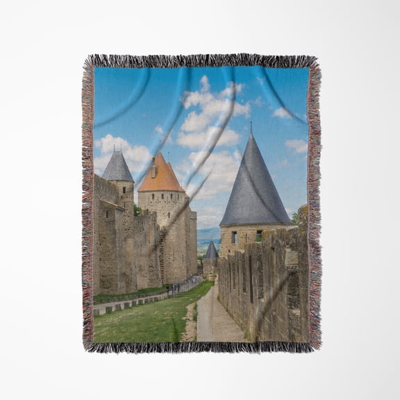 France, Chateau De Carcassonne, City Walls And Gates., Woven Blanket