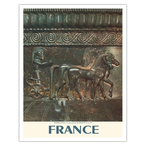 France Chatillon Greek Vase (Detail) 6th Century BC - Vintage Travel Poster c.1960s - Fine Art Matte Paper Print (Unframed) 11x14in
