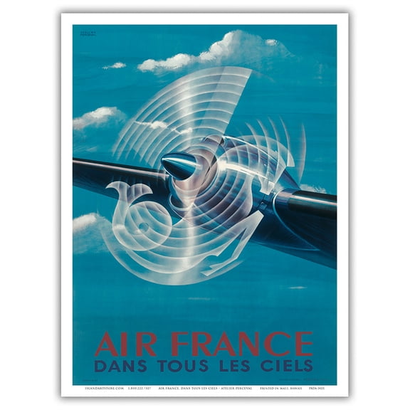France - Dans Tous les Ciels (In All the Skies) - Trojan Horse - Vintage Airline Travel Poster c.1948 - Master Art Print (Unframed) 9in x 12in