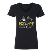 France Europe 2024 Tribute – Mbappe Inspired for Fans Ladies' V-Neck Tshirt (Black, Small)