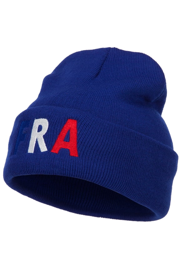 France FRA Flag Embroidered Long Beanie - Royal OSFM