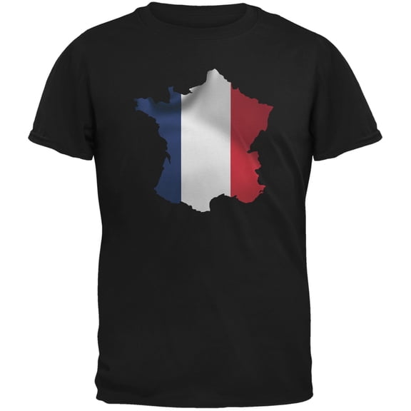 France Flag Black Adult T-Shirt - 2X-Large