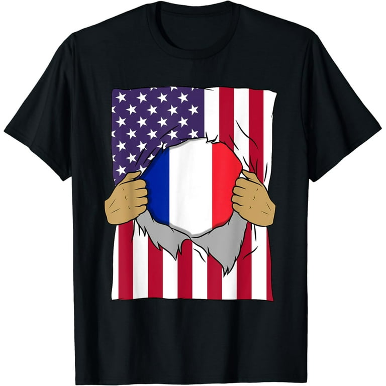 French American T Shirt France Usa Flag Pride Shirt Vintage French American T Shirt France Usa Flag Pride Shirt Vintage