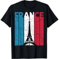 thumbnail image 1 of France Flag Eiffel Tower Francophile Retro Paris T-Shirt mens t shirt，black，women，funny，misfits，men，journey，t-shirt, 1 of 4
