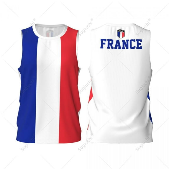 France Flag Men Basketball Sports Jersey Running Fitness Multifunction Sleeveless tshirt Exclusive Custom Name Nunber