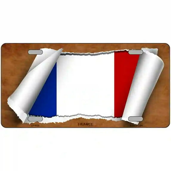 France Flag Scroll Metal Novelty License Plate 24" x 12" Large