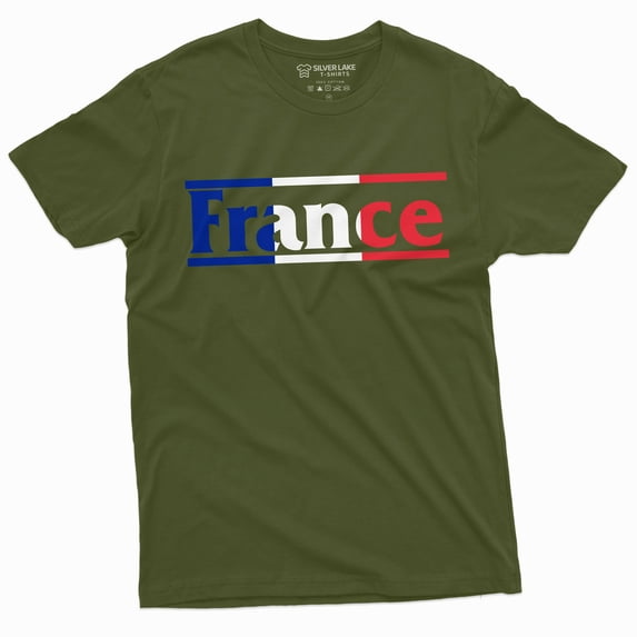 France Flag T-Shirt French Coat Of Arms La France Mens Gift Tshirt Heritage Tee (3X-Large Military Green)