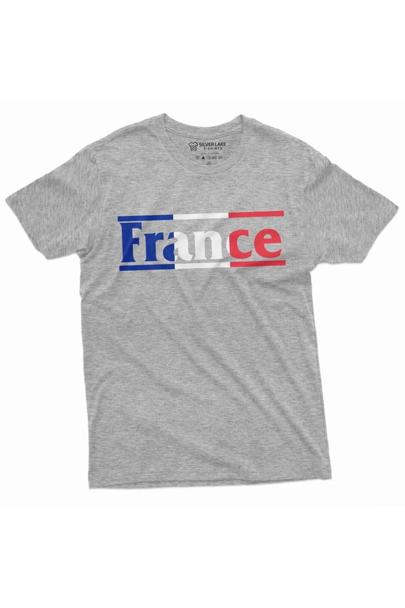 France Flag T-Shirt French Coat Of Arms La France Mens Gift Tshirt Heritage Tee (Small Grey)