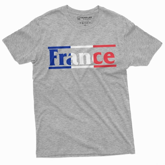 France Flag T-Shirt French Coat Of Arms La France Mens Gift Tshirt Heritage Tee (X-Large Grey)