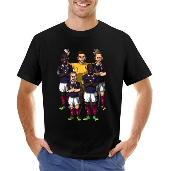 France Football Team Men’s T-Shirt 100% Cotton Casual Short Sleeve Tops Gift Tee Black S