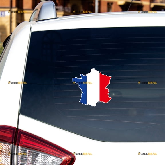 France French Flag Map Sticker Decal Vinyl - 2 Pack Reflective 4" - For Car Boat Laptop Cup