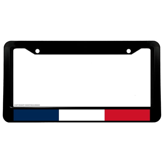 France French Flag Racing Stripe Car Truck Black License Plate Frame