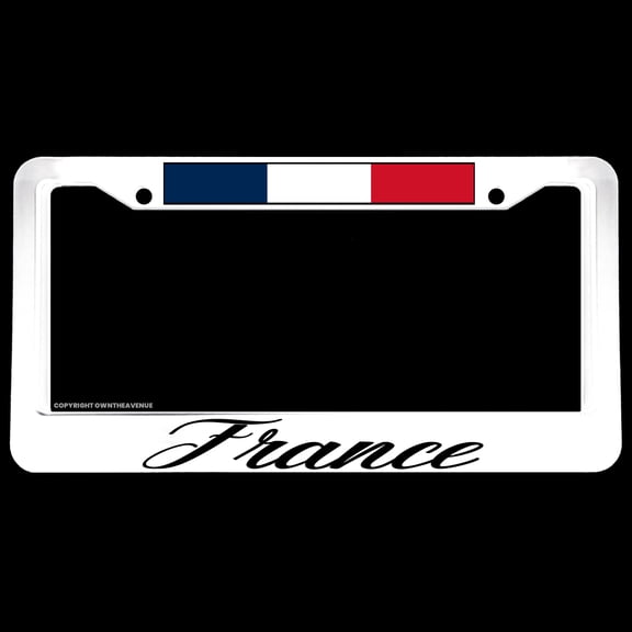 France French Flag Racing Stripe Car Truck White V02 License Plate Frame