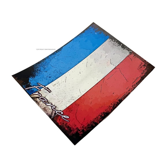 France French Flag Vintage Style Retro Rugged Vinyl Sticker Decal 3.5"