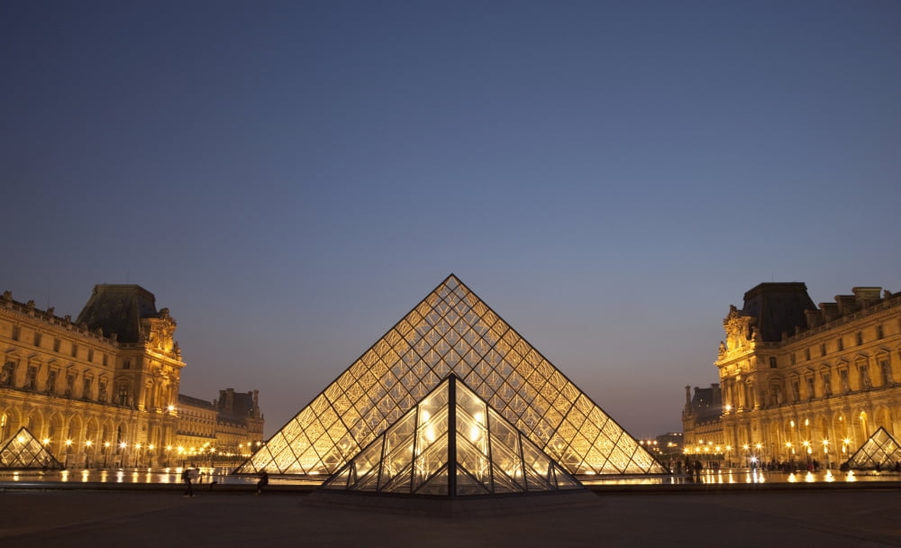France Glass pyramid of Louvre Museum Paris Canvas Art - Mark Thomas Design Pics (19 x 12)