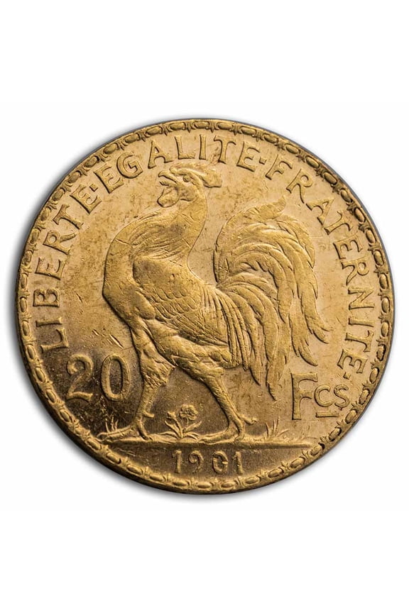 France Gold 20 Francs French Rooster Coin (1899-1914) AU