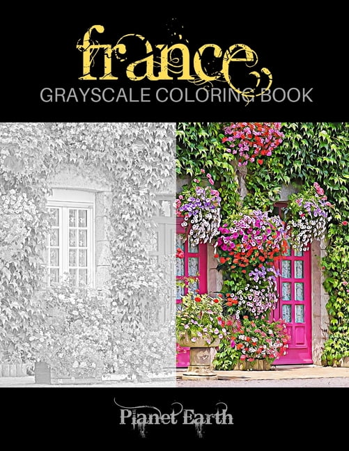 France Grayscale Coloring Book, (Paperback)