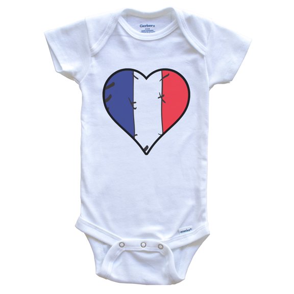 France Heart French Flag Baby Bodysuit