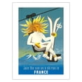 thumbnail image 1 of France - Join the Sun On A Ski Run - Vintage Travel Poster by Jacques Dubois c.1950s - Fine Art Matte Paper Print (Unframed) 18x24in, 1 of 4