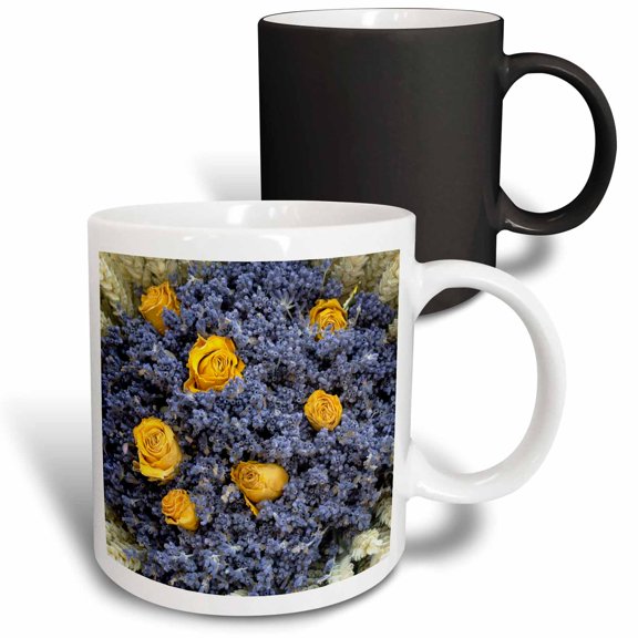 3drose, France, Lourmarin. Dried Rose and Lavender Flowers at Market, 11oz Magic Transforming Mug