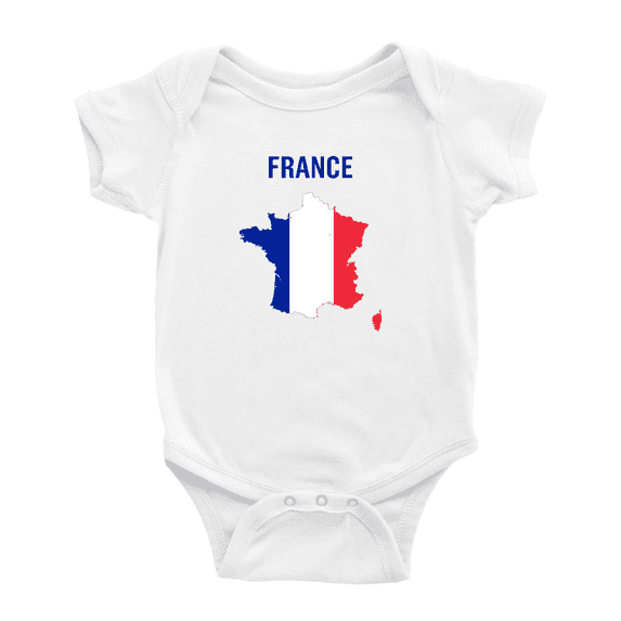 France Map Flag Baby Rompers Newborn Clothes Outfits (White, 3-6 Months)