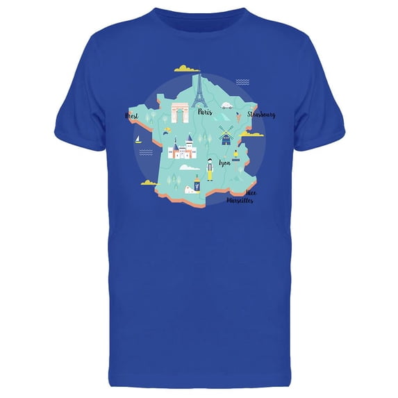 France Map Retro Style T-Shirt Men -Image by Shutterstock, Male Medium