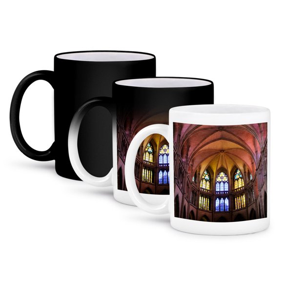 3drose, France, Nievre. Vaulted Ceiling, Nevers Cathedral, 11oz Magic Transforming Mug