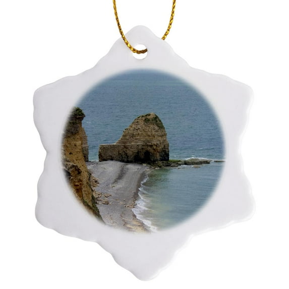 3drose, France, Normandy, Point Du Hoc, Wwii Site - Eu09 Cmi0111 - Cindy Miller Hopkins, 3 inch Snowflake Porcelain Ornament