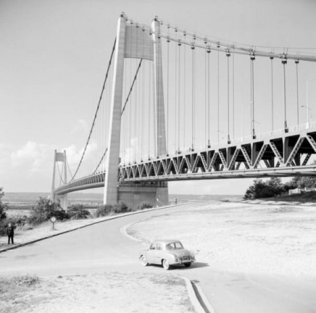 France Normandy Tancarville Bridge spanning the Seine river Canvas Art - (18 x 24)
