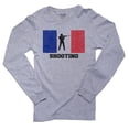 thumbnail image 1 of France Olympic - Modern Pentathlon - Flag - Silhouette Men's Long Sleeve Grey T-Shirt, 1 of 2
