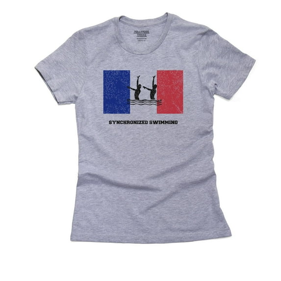 France - Olympic - Synchronized Swimming - Flag - Silhouette Women's Cotton Grey T-Shirt