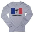 thumbnail image 1 of France Olympic - Taekwondo - Flag - Silhouette Men's Long Sleeve Grey T-Shirt, 1 of 2