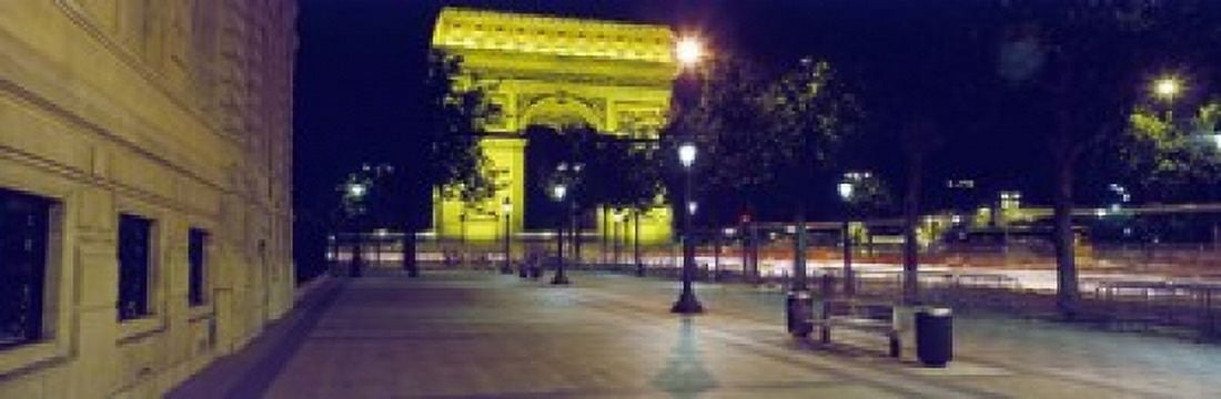 France Paris Arc de Triomphe night Canvas Art - Panoramic Images (18 x 6)