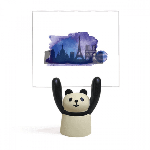 France Paris Eiffel Tower Blue Watercolor Memo Holder Cartoon Animal Panda Stand Decoration