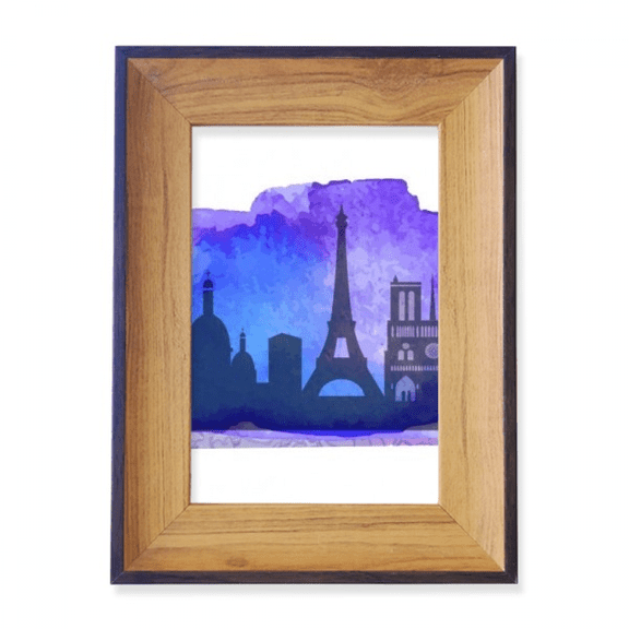 France Paris Eiffel Tower Blue Watercolor Photo Frame Exhibition Display Art Desktop Painting