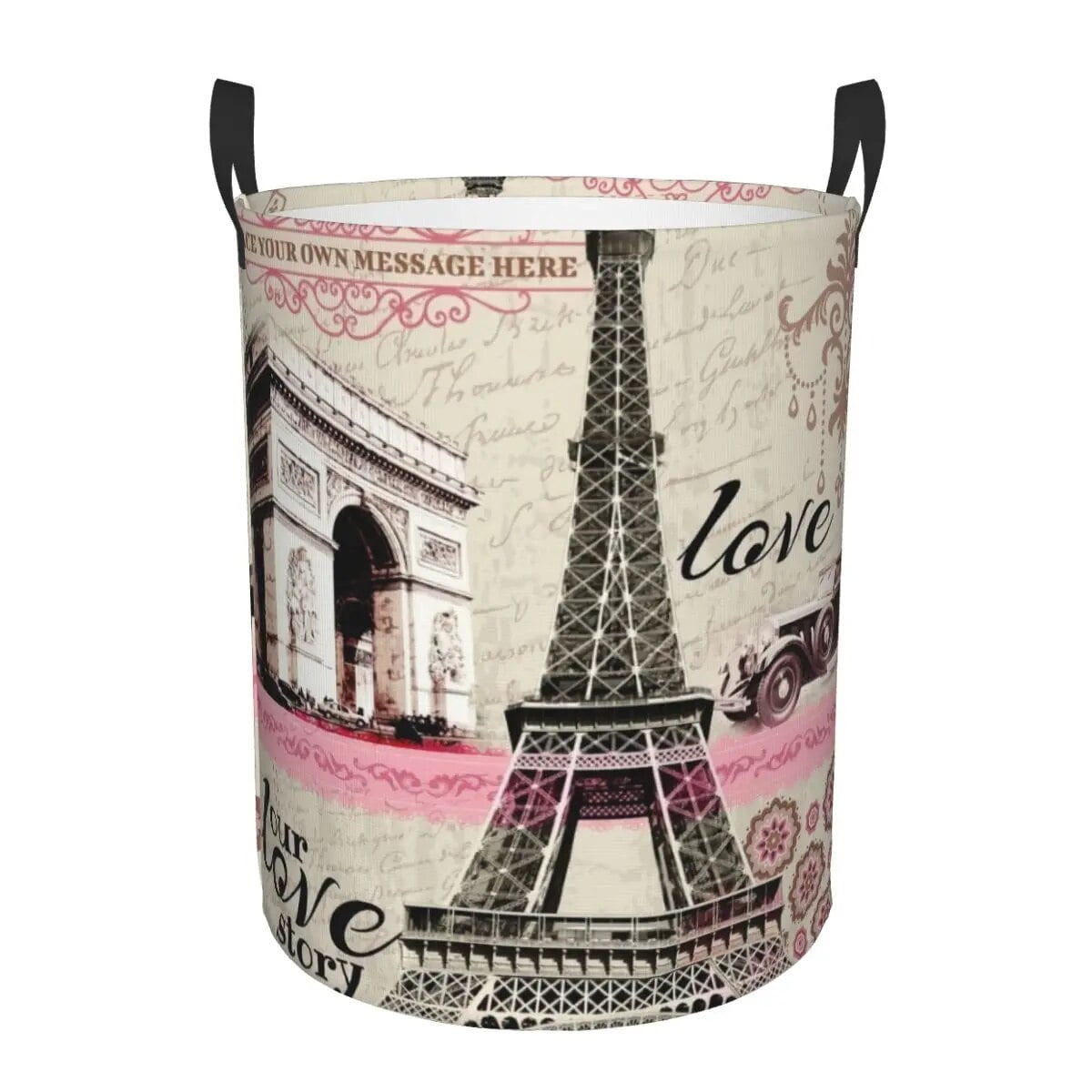 France Paris Eiffel Tower Laundry Hamper Large Clothes Storage Basket