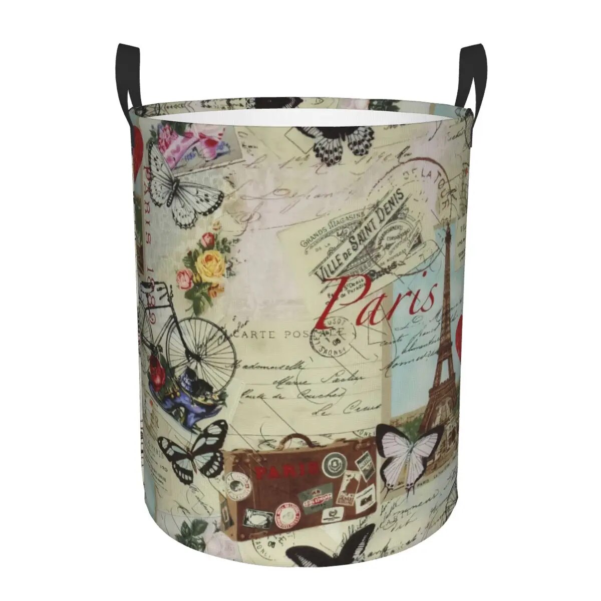 France Paris Eiffel Tower Laundry Hamper Large Clothes Storage Basket