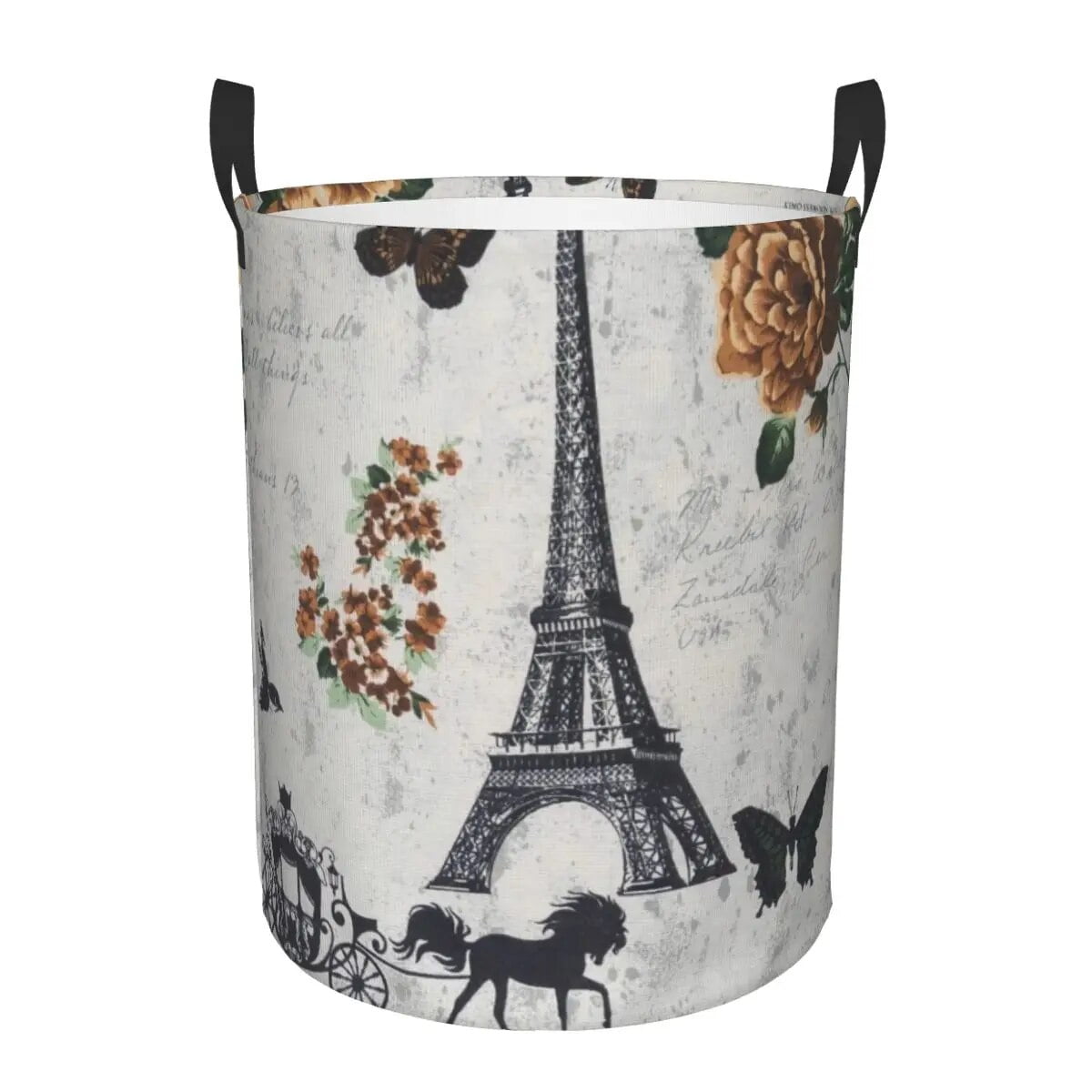 France Paris Eiffel Tower Laundry Hamper Large Storage Basket Flower