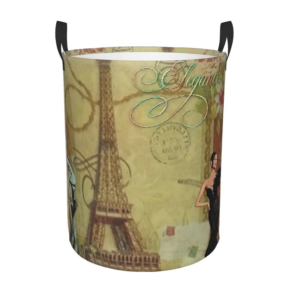 France Paris Eiffel Tower Laundry Hamper Large Storage Basket Flower